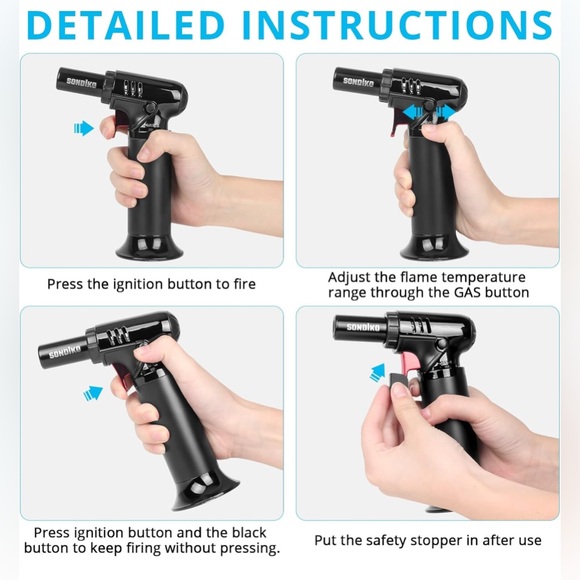 Brand New Refillable Butane Torch with Fuel Gauge for Baking and BBQ - Picture 6 of 7